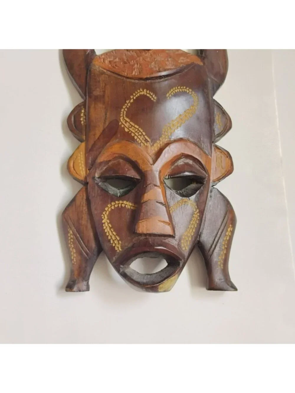 Vintage Kenyan Hand-Carved Wooden Tribal Mask, 9